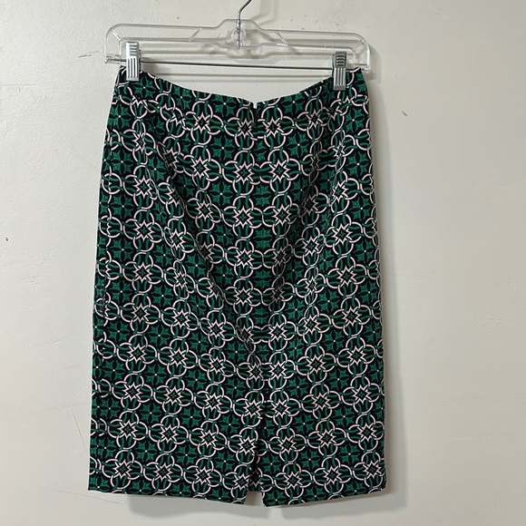 J. Crew Green and White Pencil Skirt Knee-Length Work - Picture 4 of 4